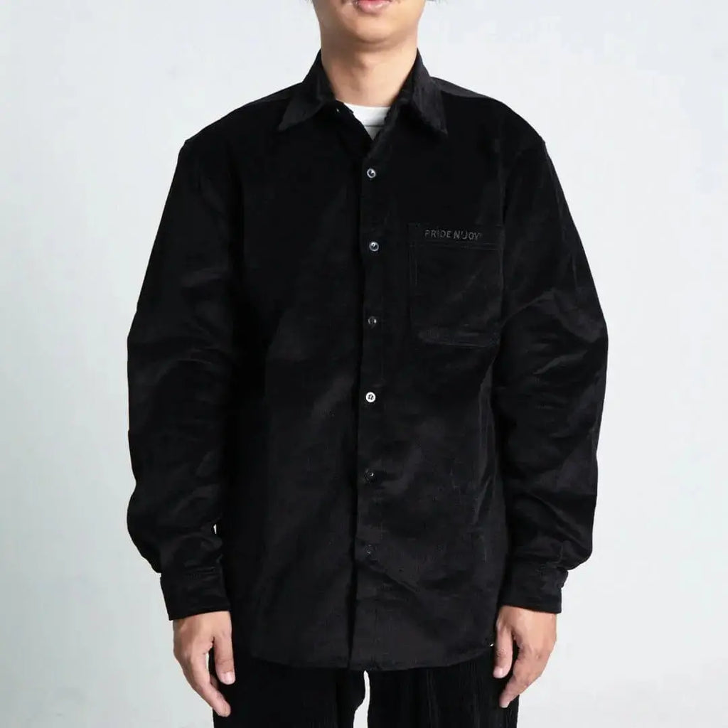 Pride N Joy Co - Black Corduroy Shirt Embroidery - Pride N Joy Co