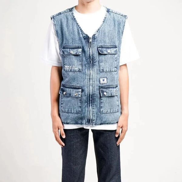 Pride N Joy Co - Hart Sand Denim Jeans Vest Reversible - Pride N Joy Co